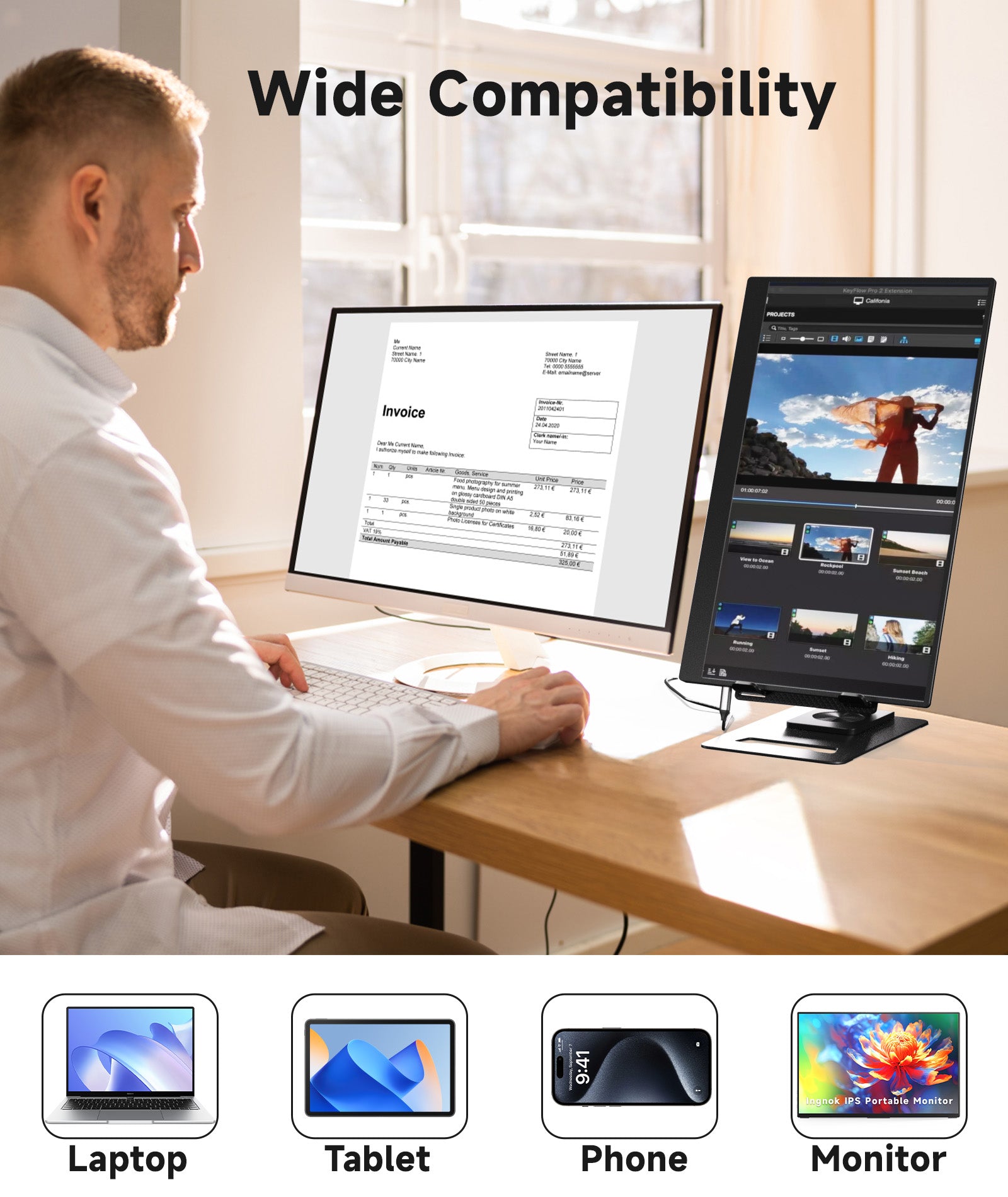 Soporte para tableta Ingnok, soporte ajustable para iPad, teléfono, monitor portátil