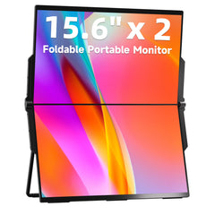 Monitor de computadora dual plegable, pantalla para computadora portátil IPS FHD de 15,6" 